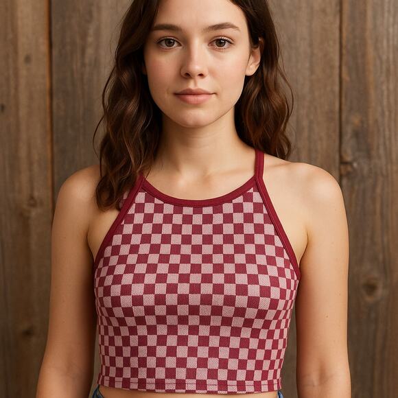 SO juniors XL NWOT chevron purple burgandy crop top stretch summer flirty padded - Picture 1 of 7